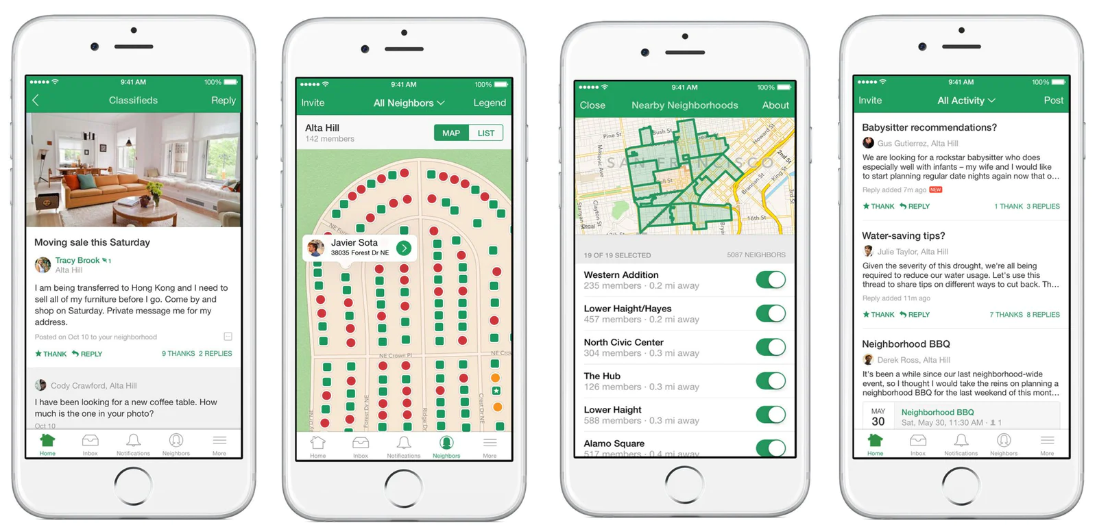 Nextdoor smartphone displays Nextdoor smartphone displays