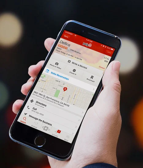 User checking reviews of a restaurant User checking reviews of a restaurant